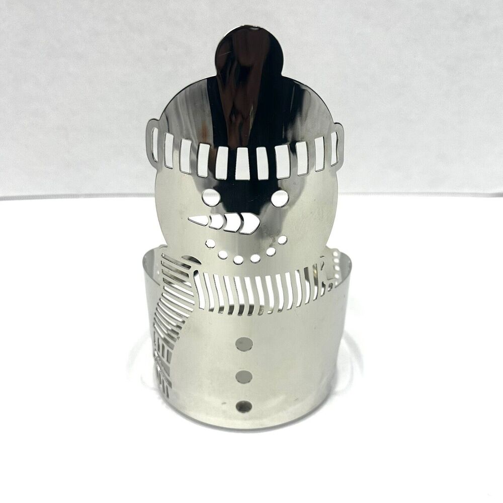 Slatkin & Co. Bath & Body Works Silver Snowman 3 Wick Candle Holder  7.5" Tall